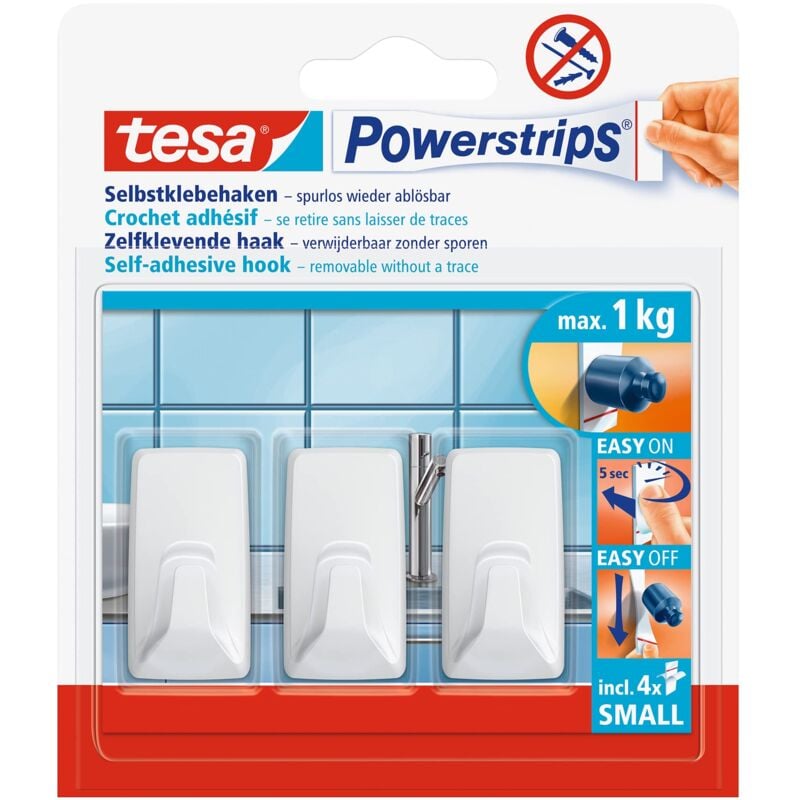 foto del prodotto powerstrips hooks s rectangular white tesa