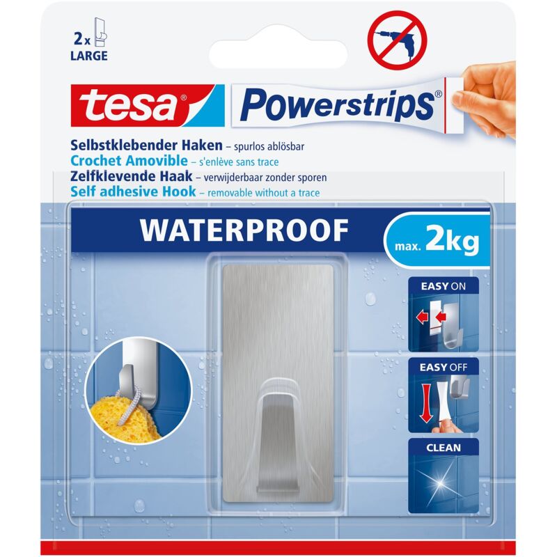 foto del prodotto powerstrips waterproof hooks l metal rectangular tesa