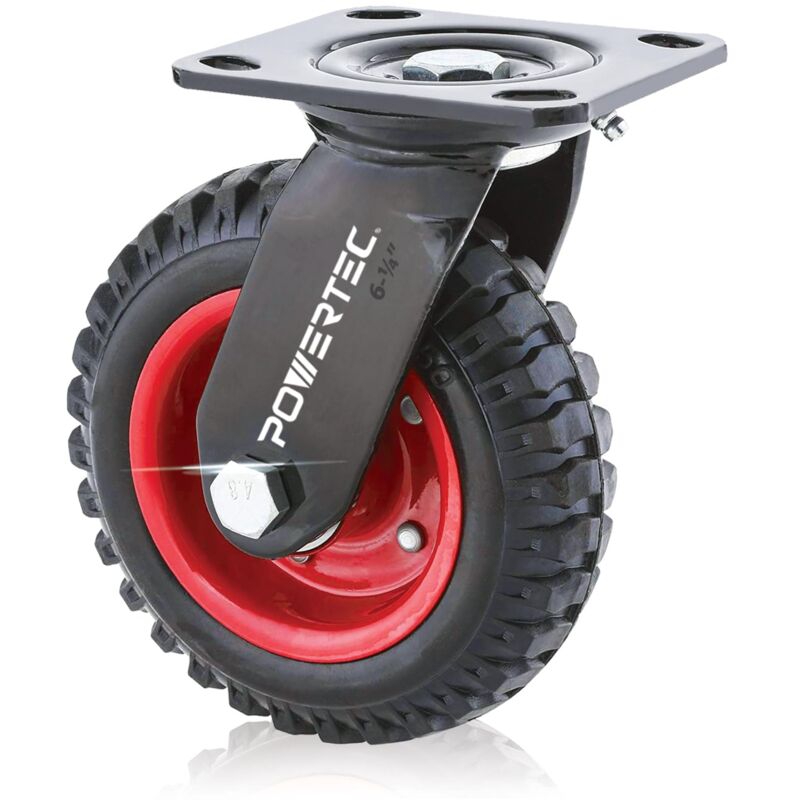 foto del prodotto powertec 17050 ruota girevole industriale resistente, 15,2 cm, colore nero