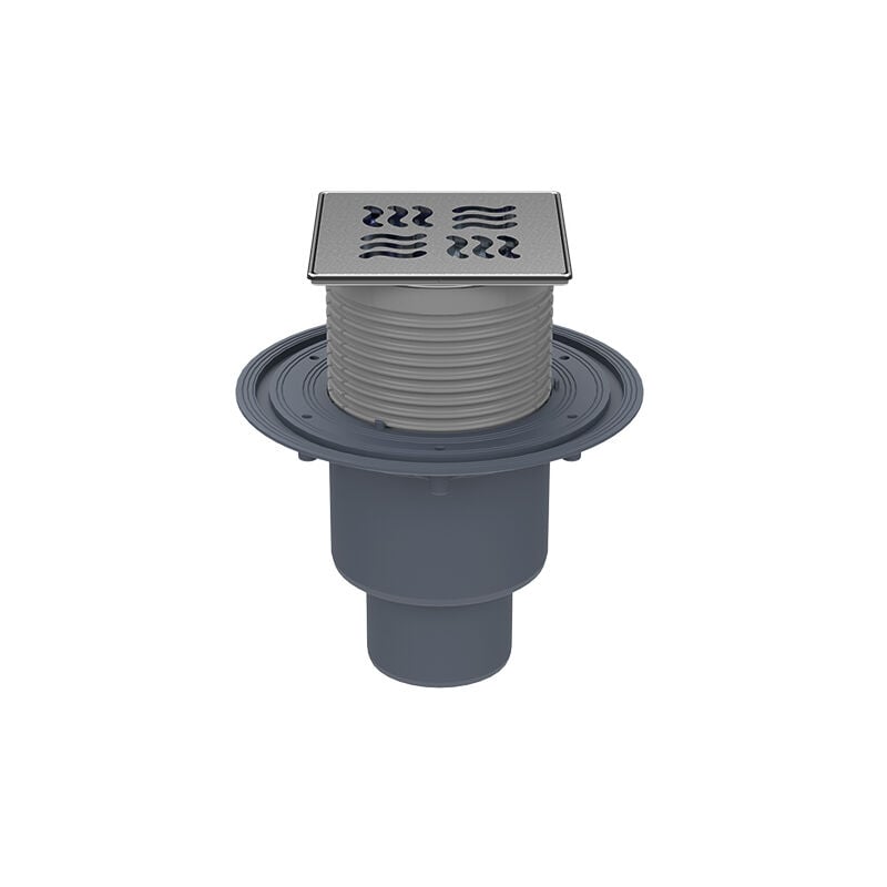 foto del prodotto pozzetto pavimento dn50 75 110, portagriglia con cornice griglia inox yukon 121x121 115x115mm, antiodore primus blue , sistem