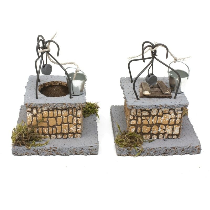foto del prodotto pozzo per presepe set 2 pezzi in sughero e ferro 9x9x15 cm 85424
