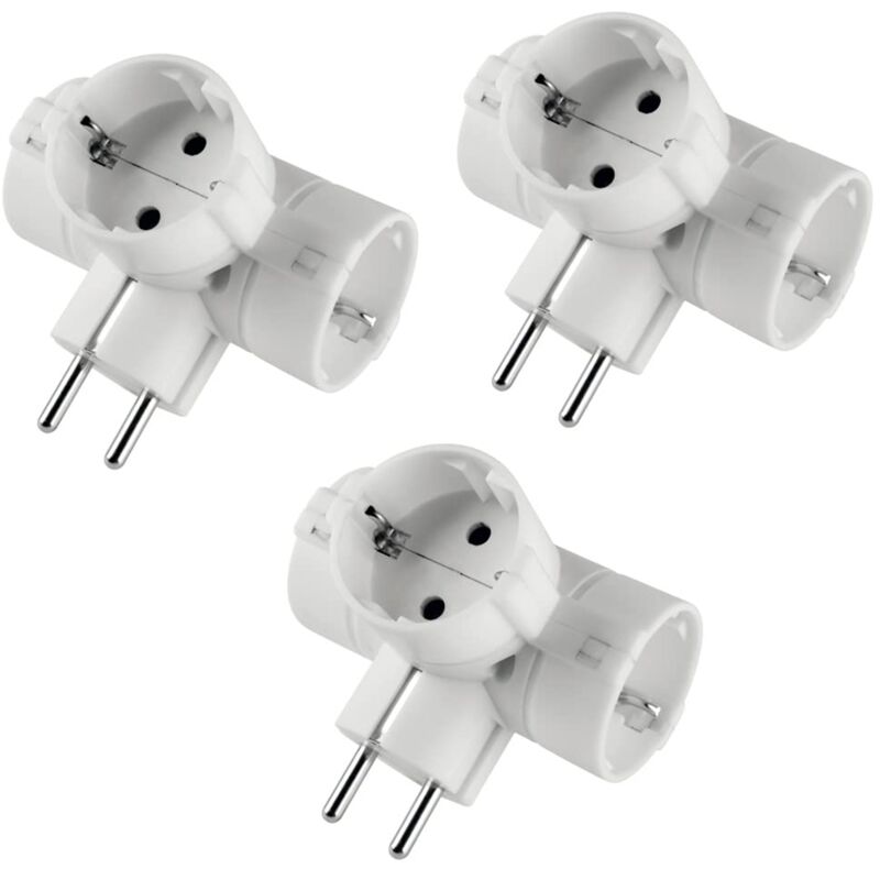 foto del prodotto pp2350.3 adattatore spina schuko adattatore con 3 prese schuko standard tedesca e spina 16a adattatore multipresa di colore bianco poly pool