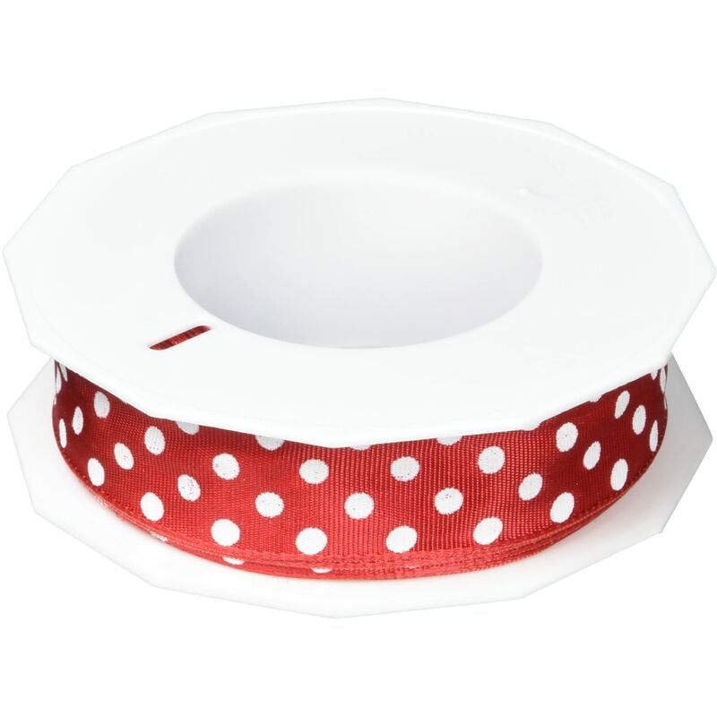 foto del prodotto pr sent rotolo di nastro di taffet rinforzato, motivo a pois, 25 mm x 20 m, colore rosso
