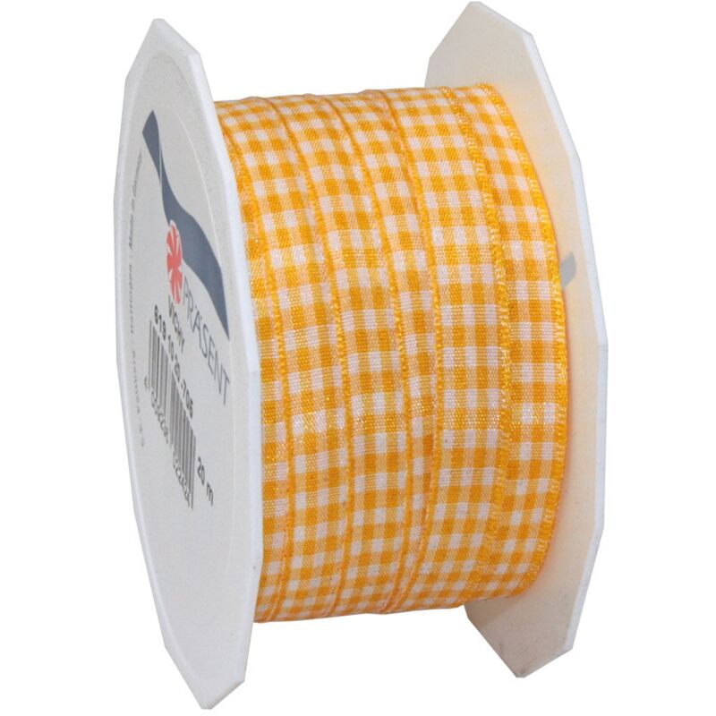 foto del prodotto pr sent taffet vichy con motivo a quadri, 10 mm, 20 m, colore giallo bianco