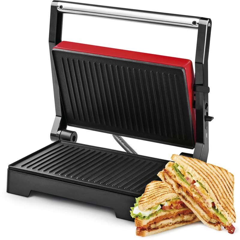 foto del prodotto pr1000 fuji, panini maker griglia elettrica e sandwich bistecchiera, 1000w, piastra antiaderente con apertura fino a 180 piatta, maniglia