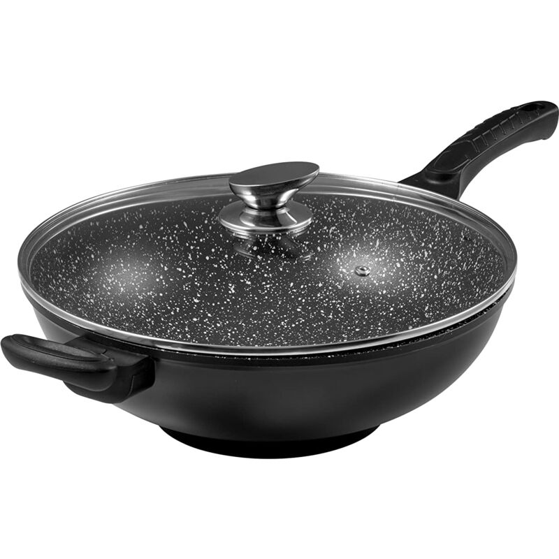 foto del prodotto pradel excellence 52885m wok tipo pietra con coperchio in vetro 32 cm