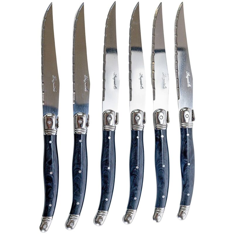 foto del prodotto pradel excellence 7209 g 6nt laguiole scatola di 6 coltelli da tavolo 25.7 x 15.7 x 1.5 cm grigio marmo