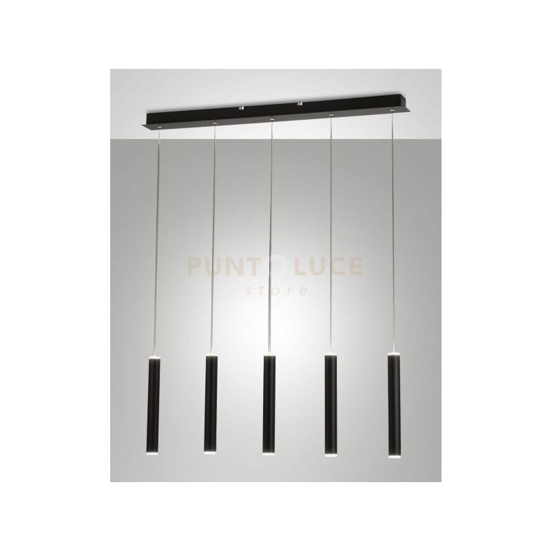 foto del prodotto prado lampadario a sospensione nero l.90x8cm 5 luci rettangolare a led 3000k 33w 3600 lm