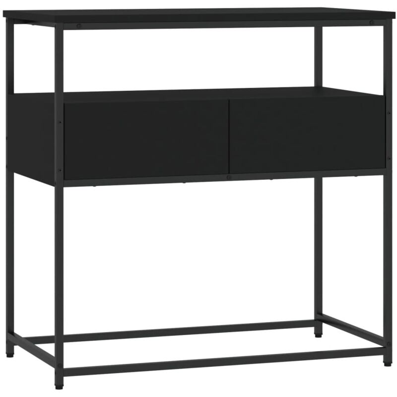 foto del prodotto pratica consolle da ingresso tavolino con cassetti 75 x 40 x 75 cm multistrato nero e metallo dec032160