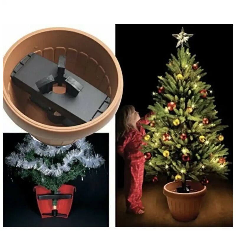 foto del prodotto pratico kit per allestire gli alberi di natale con vaso terra diametro 30 cm