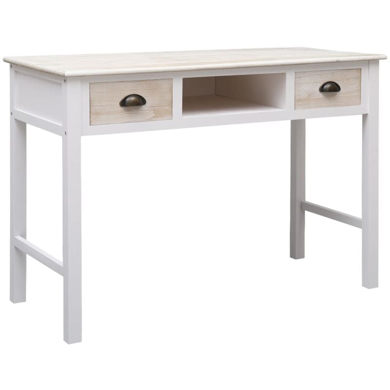 foto del prodotto pratico tavolino consolle con cassetti per un ingresso organizzato 110 x 45 x 76 cm legno marrone e bianco dec031535