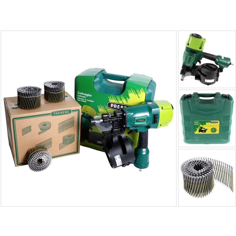 foto del prodotto prebena 8xr-cnw90 chiodatrice pneumatica in valigetta da trasporto chiodi lucidi con fusto ad anello prebena cnw31 90bkri - 3600 pezzi