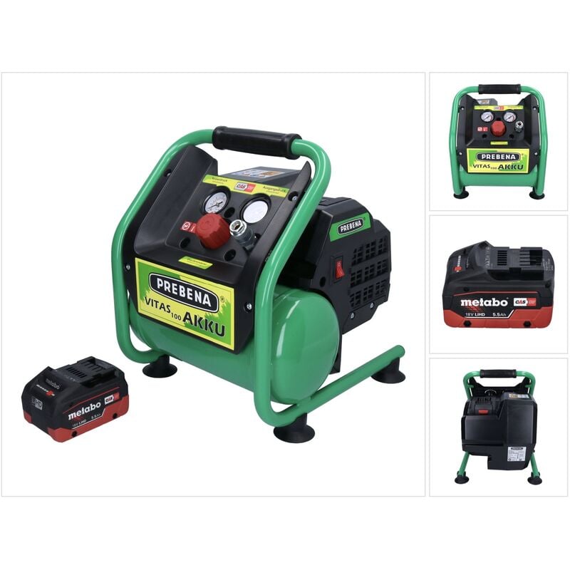 foto del prodotto prebena vitas 100 akku compressore 5 l 8 bar 18v cas brushless solo 1x batteria 5,5 ah senza caricatore