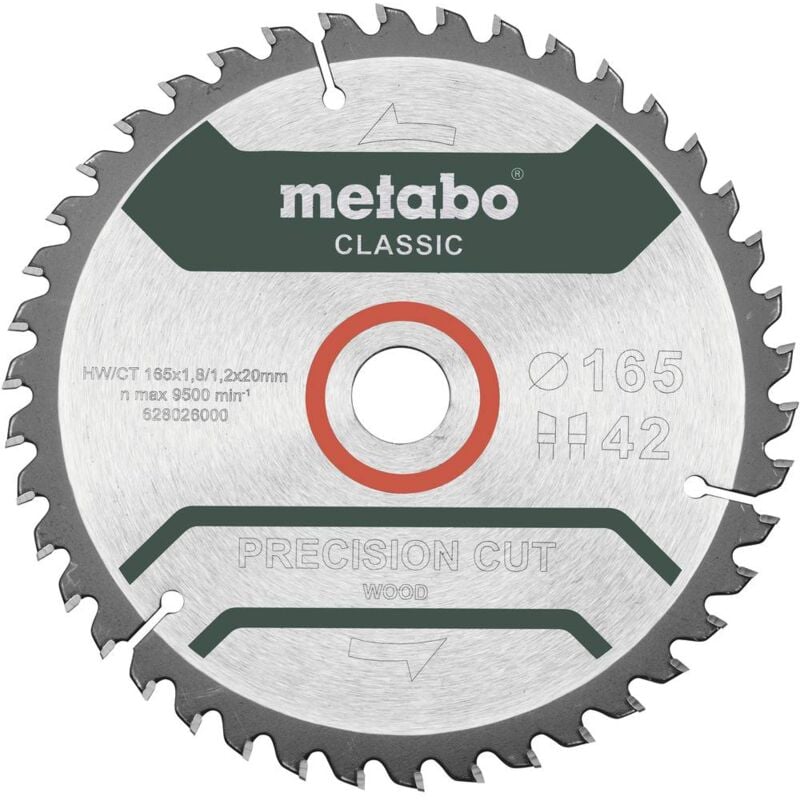immagine 0 del prodotto precision cut wood classic 165x20 z42 wz 5 628026000 lama circolare in metallo duro 165 x 20 x 1.2 mm numero metabo