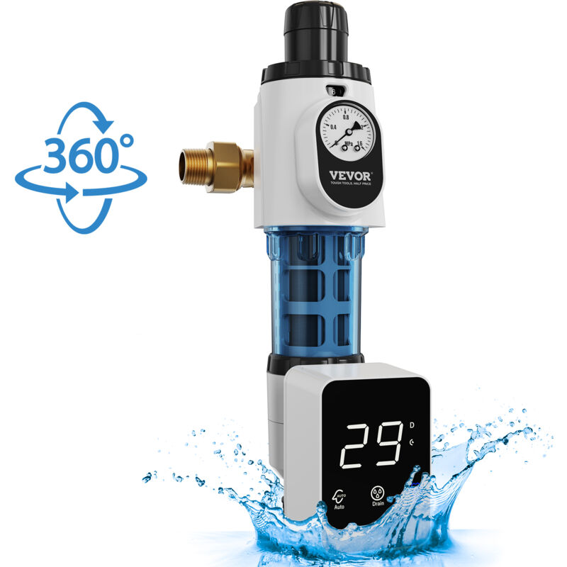 foto del prodotto prefiltro acqua rotante per tutta la casa da 40 micron, filtro sedimenti acqua di pozzo, 19 mm gm 25,4 mm gm, portata elevata 4 t h, per sistemi di
