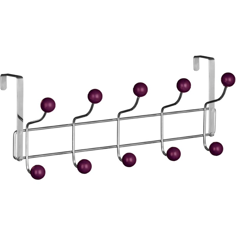 foto del prodotto premier housewares 0509733 appendiabiti da porta, cromato, 10 ganci, palle di plastica, viola
