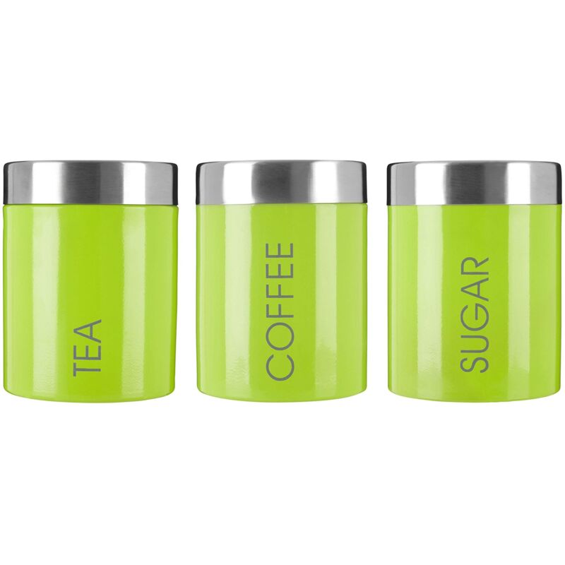 foto del prodotto premier housewares liberty set di 3 contenitori per t , caff e zucchero, colore verde lime, metallo, h13 x w10 x d10cm, 3 unit 