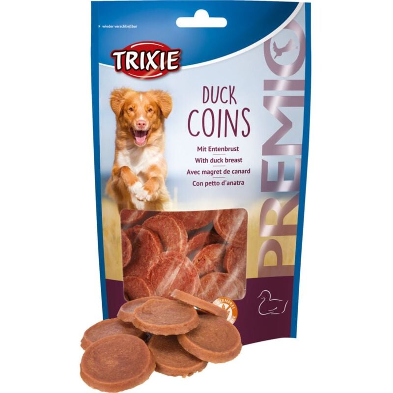 foto del prodotto premio duck coins con petto d anatra da 80 gr trixie