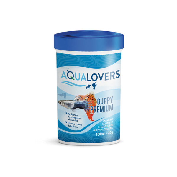 foto del prodotto premium aqualovers mangime completo per guppy d acquario in scaglie adatto per avannotti 20 gr 1 ordine scegli lo sconto bzr5 bzr20 200 punti fedelt 