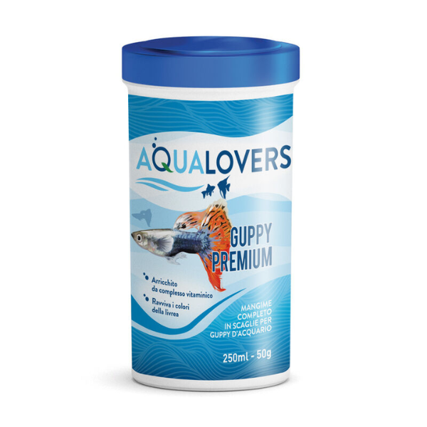 foto del prodotto premium aqualovers mangime completo per guppy d acquario in scaglie adatto per avannotti 50 gr 1 ordine scegli lo sconto bzr5 bzr20 200 punti fedelt 
