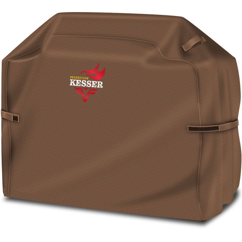 foto del prodotto premium bbq grill cover copertura cofano griglia resistente alle intemperie per weber, brinkmann, char broil, tessuto oxford 600d, marrone 147 x