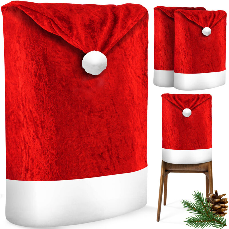 foto del prodotto premium christmas set coprisedia coprisedia per natale cappello di babbo natale coprisedia decorazione natalizia per sedie coprisedia rosso bianco