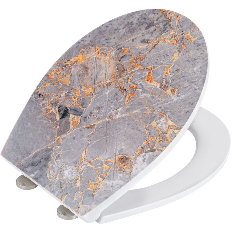 foto del prodotto premium copriwater grey marble con rilievo, realizzato in duroplast antibatterico, con chiusura automatica, multicolore, duroplast multicolore,
