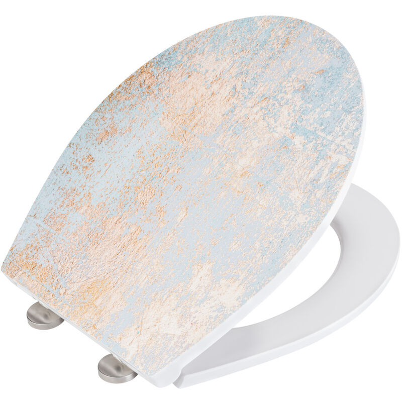 foto del prodotto premium sedile wc agate con rilievo, realizzato in duroplast antibatterico, con chiusura automatica, multicolore, duroplast multicolore, acciaio
