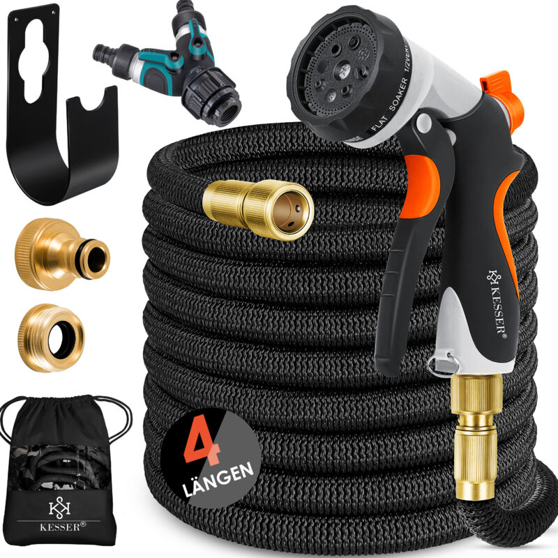 foto del prodotto premium tubo da giardino tubo flessibile per acqua tubo flessibile estensibile nero 30 metri - kesser