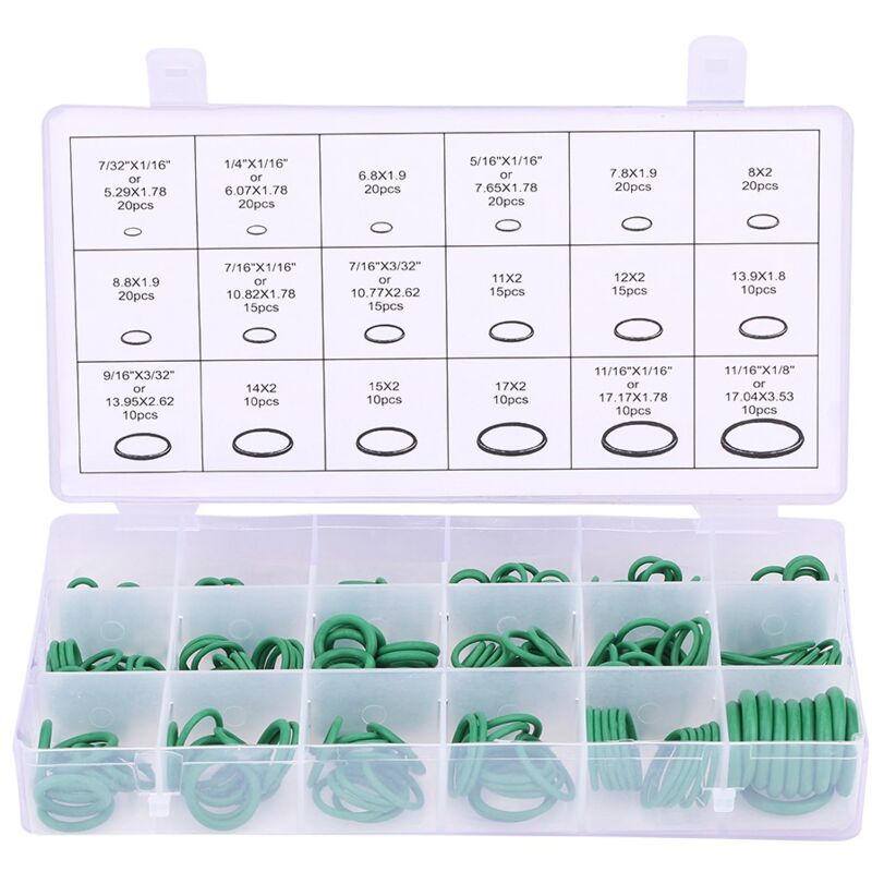 foto del prodotto prenfle eosnow 270 pezzi assortiti di guarnizioni per rondelle in gomma per compressore dell aria condizionata per auto, guarnizioni o ring, verde