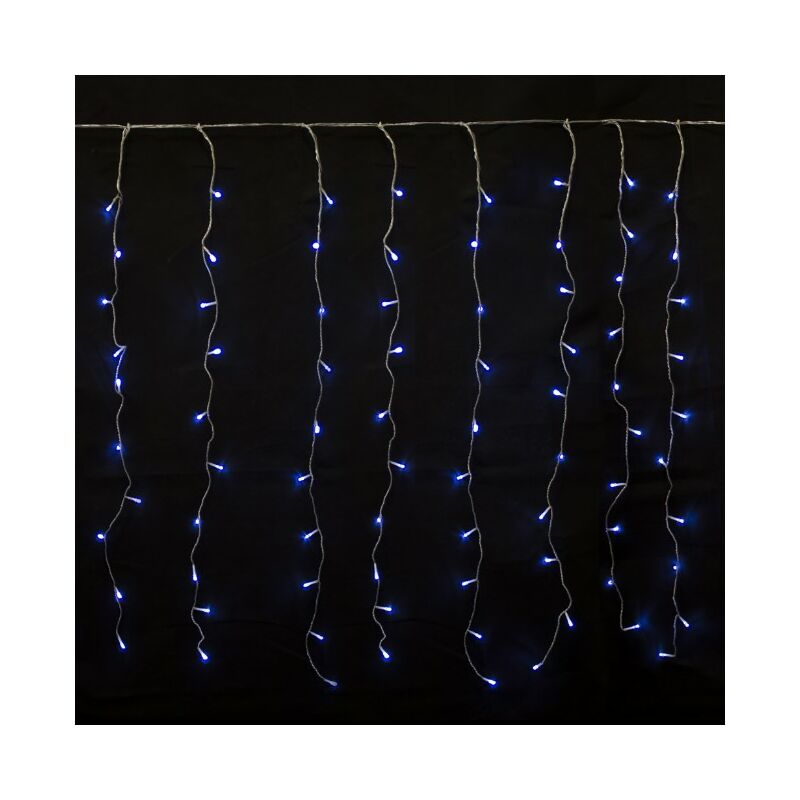 foto del prodotto prequ tenda luminosa a cascata, 600 led, 4x1,5 metri, luce fredda, giochi luce, memory controller, prolungabile, cavo trasparente
