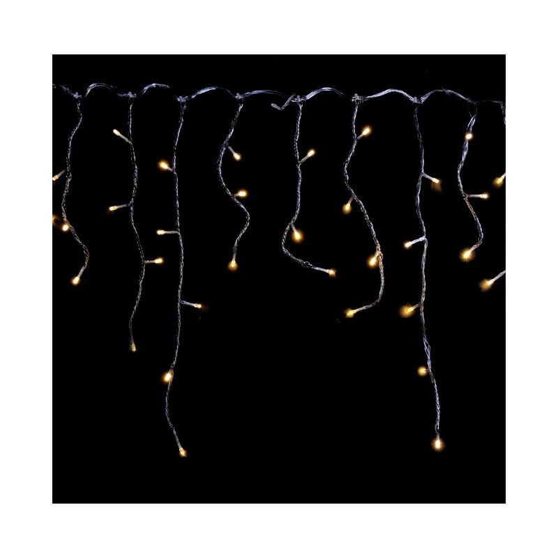 foto del prodotto prequ tenda luminosa stalattiti, 180 led, 4,2 metri, luce calda, giochi luce, timer, a batteria