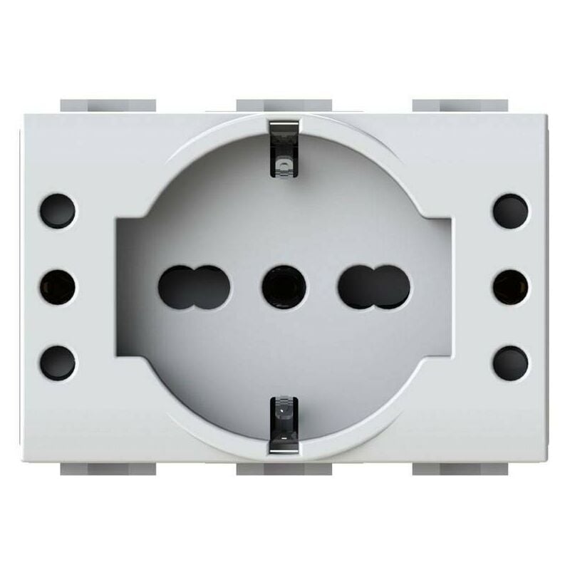foto del prodotto presa 4box p503 presa schuko e due presa 10a bticino livinglight bianco 4bp503.n