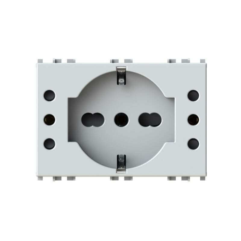 foto del prodotto presa 4box p503 presa schuko e due prese 10a vimar arke bianca 4bp503.v19b