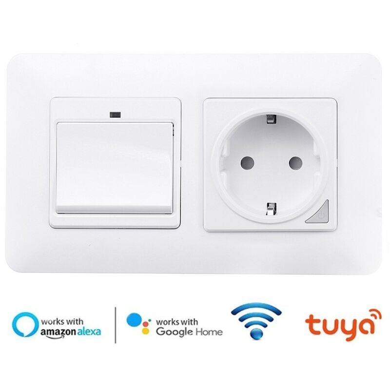 foto del prodotto presa a muro con interruttore smart wifi da incasso tuya
