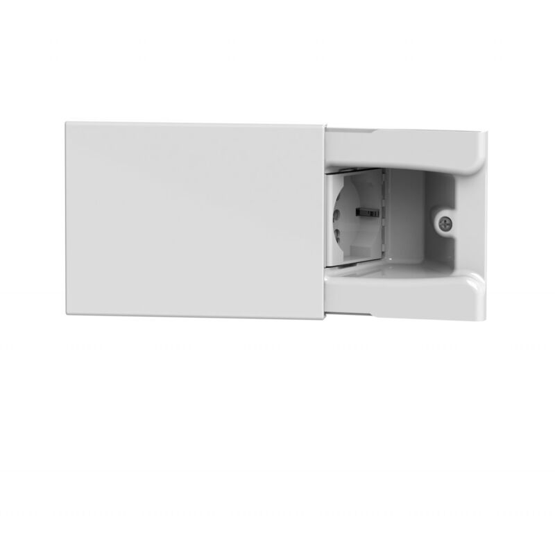 foto del prodotto presa a scomparsa, 4 moduli, bianco, con presa schuko 4box hide 4b.03.015