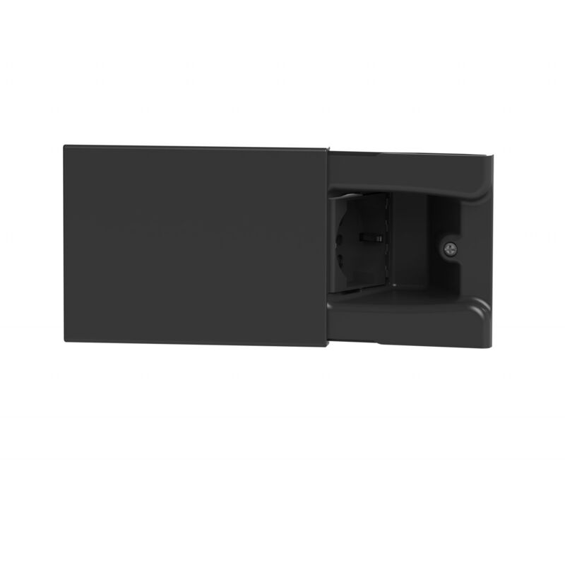 foto del prodotto presa a scomparsa, 4 moduli, grigio scuro, con presa multistandard 10a, 16a e schuko 4box hide 4b.06.h21