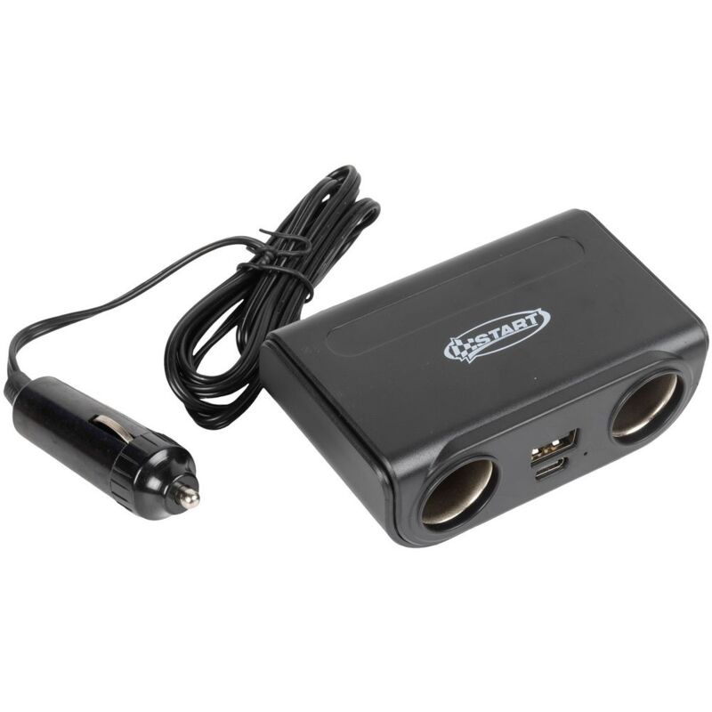 foto del prodotto presa accendisigari a 4 vie con filo da 66 cm 10w 12 24v