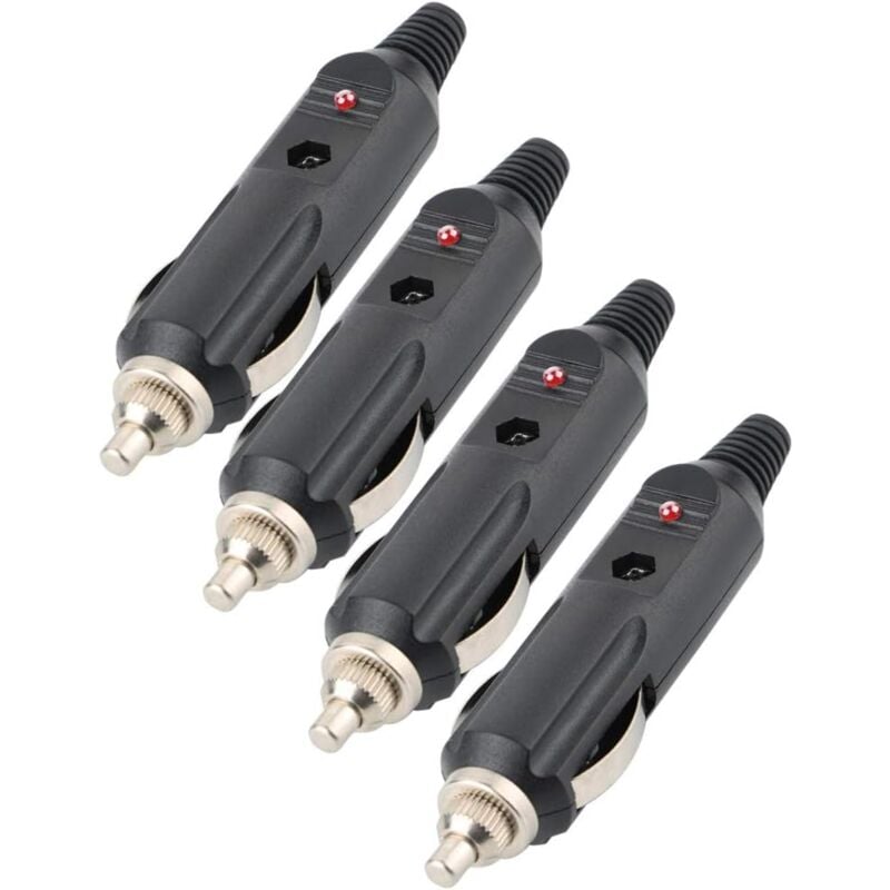 foto del prodotto presa accendisigari per auto, adattatore 12v 24v con luci led, spina maschio con fusibile 4 pezzi sollbry