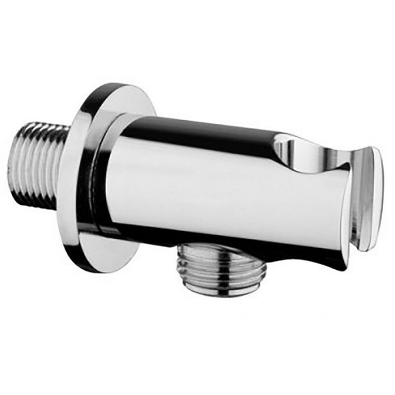 foto del prodotto presa acqua con supporto per doccetta in ottone cromo design tondo