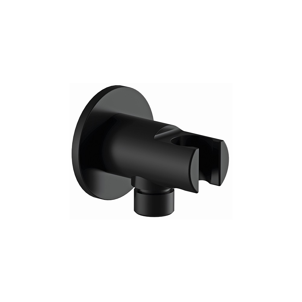 foto del prodotto presa acqua e supporto doccino minimale nero opaco