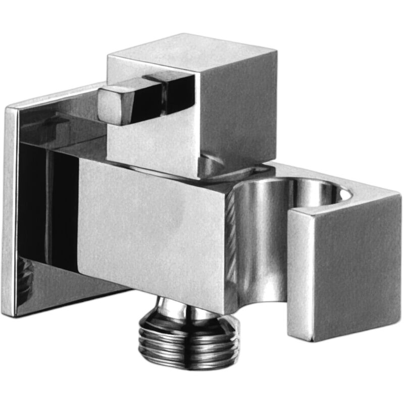 foto del prodotto presa acqua quadrata con supporto doccia e rubinetto