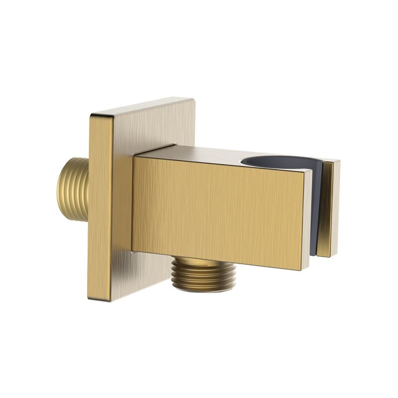 foto del prodotto presa acqua quadrata con supporto doccino in ottone color oro opaco