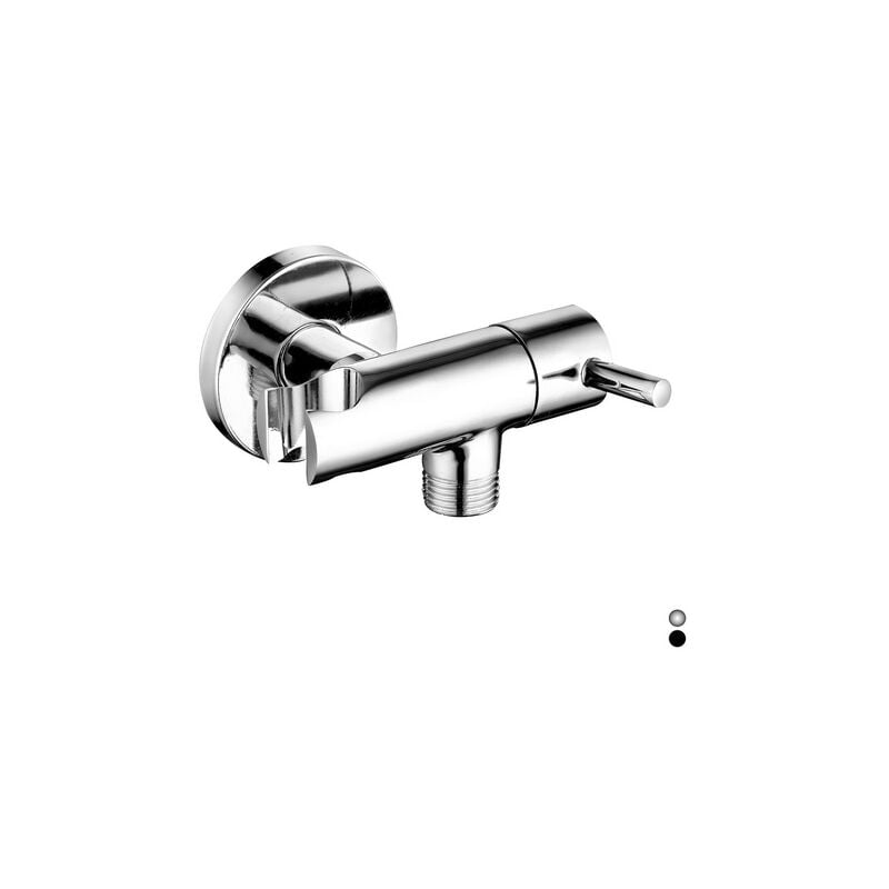 foto del prodotto presa acqua tonda con supporto doccia e arresto cromo dh