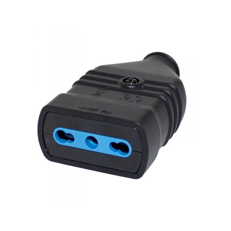foto del prodotto presa antischiacciamento 2p t in pvc bipasso 10 16a 250v nero