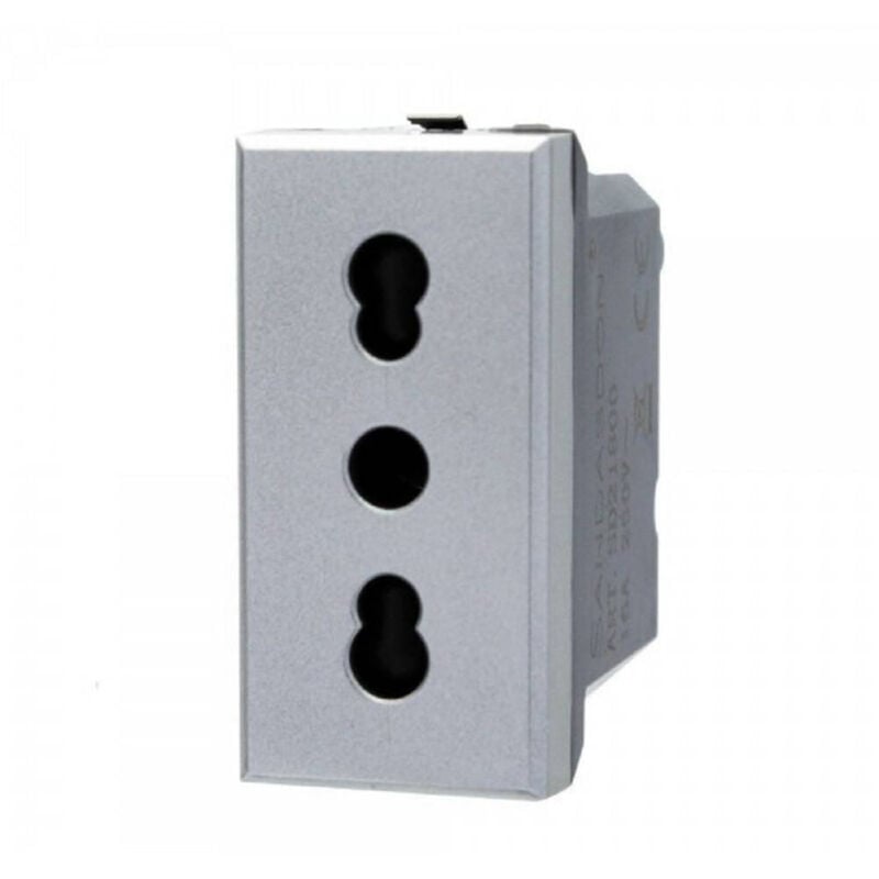 foto del prodotto presa bipasso 2p+t 10/16a colore silver grigia compatibile bticino axolute - - trade shop traesio
