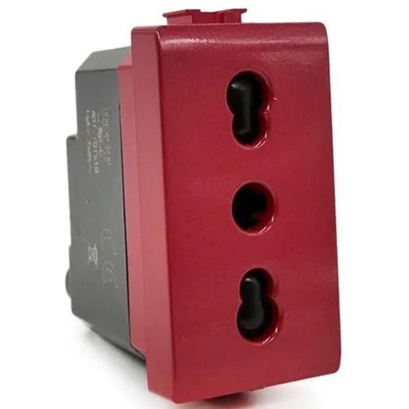 foto del prodotto presa bipasso bivalente 10 16a rossa compatibile con living light international air presa elettrica a muro spina