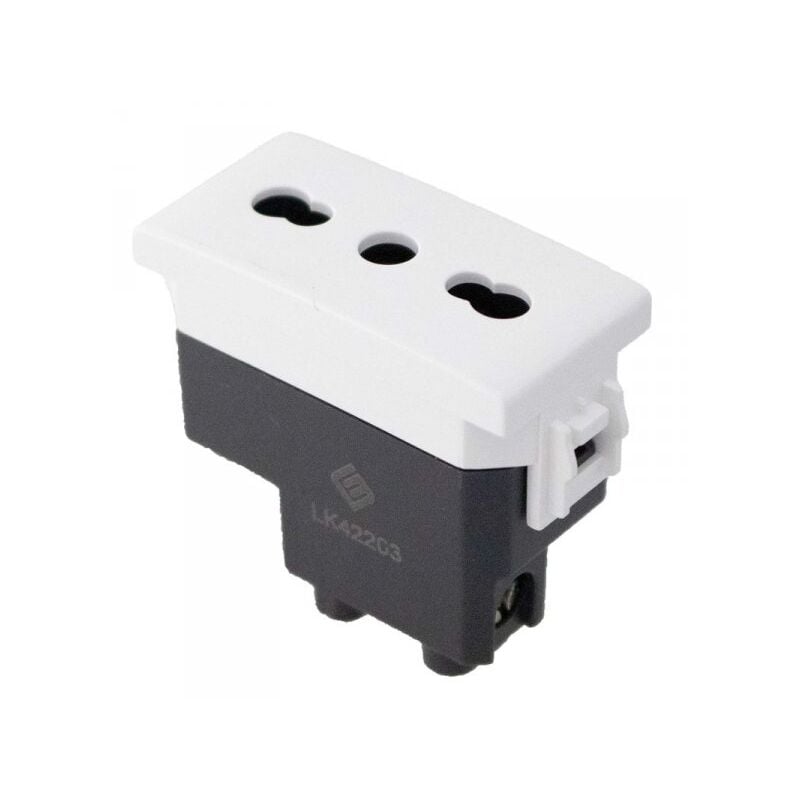 foto del prodotto presa bipasso bivalente 2p t 10 16a colore bianco compatibile con bticino living e vimar plana