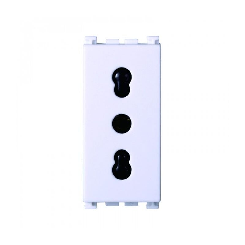 foto del prodotto presa bipasso bivalente 2p t 10 16a colore bianco compatibile con vimar arke ettroit
