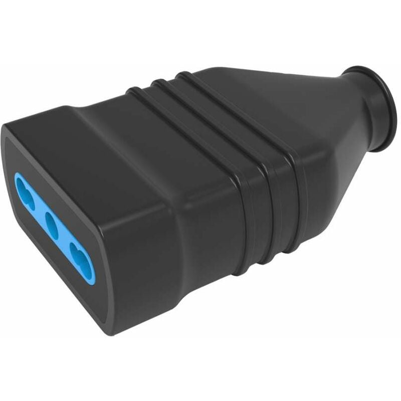foto del prodotto presa bivalente 10 16a 2p t cavo assiale nero